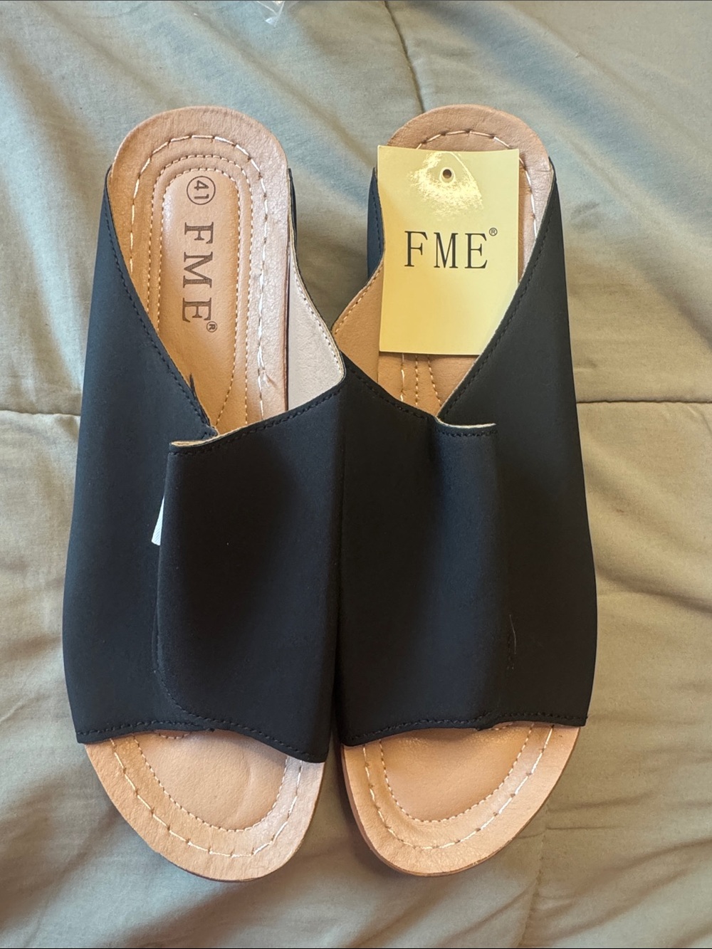 ME Makeover Essentials Black Open-Toe Slide Mules